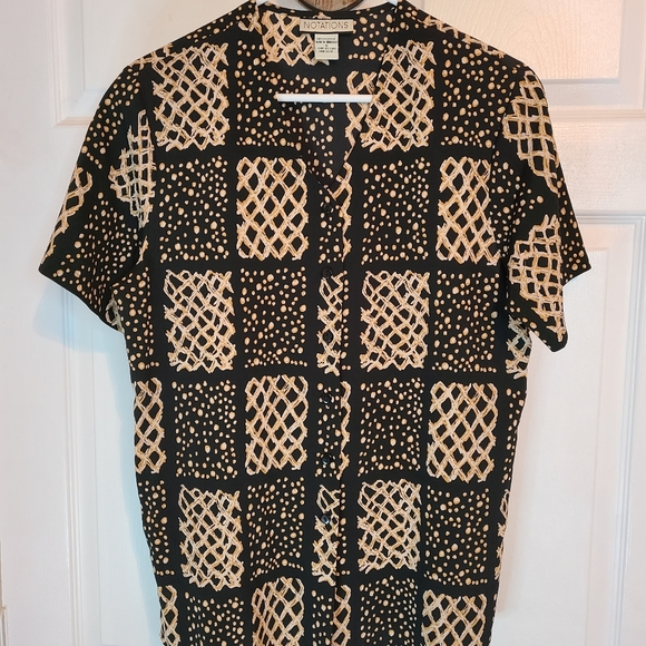 Notations Woman's Short Sleeve Blouse,  Size: Small  Color: Black w/ Patterning - Picture 4 of 9